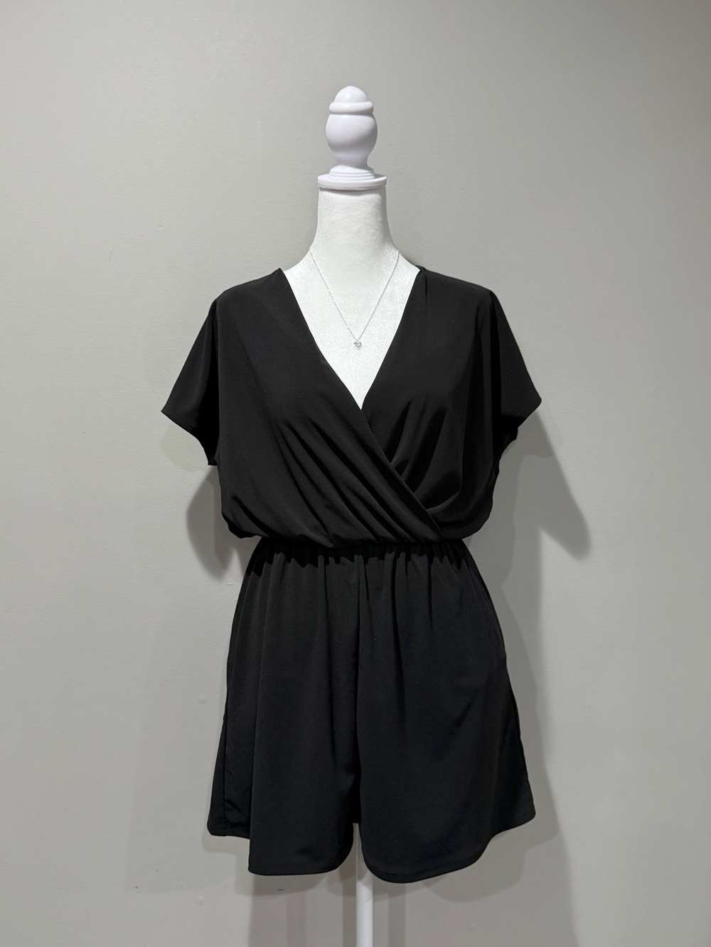 Uniqlo Black Short Sleeve V-Neck Romper